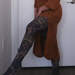 Grey Floral Stockings